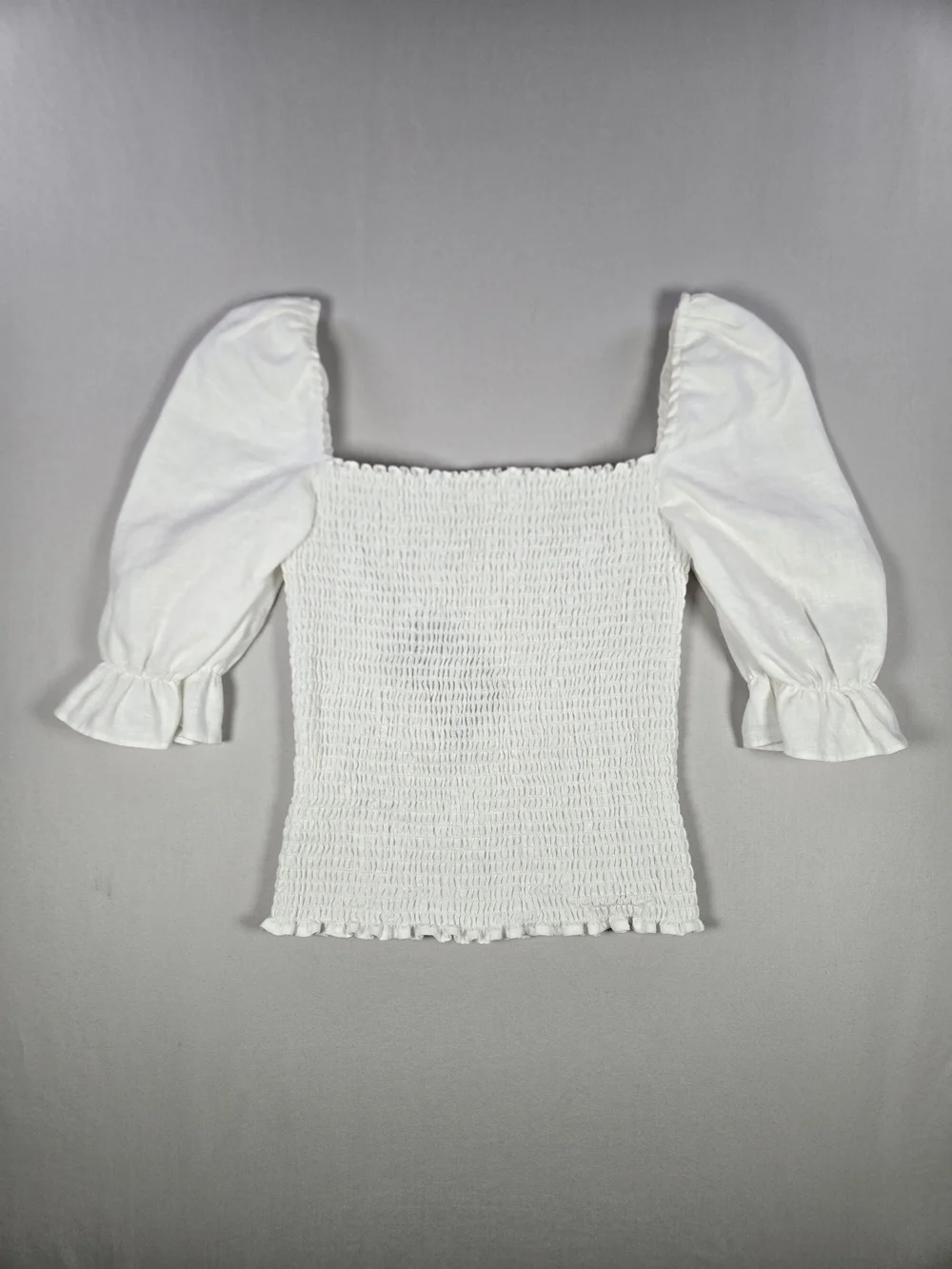 NWT Reformation Clementine Smocked Linen Boho Cottage Blouse White Small